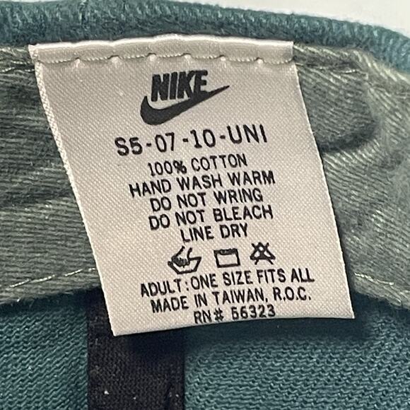 Nike Vtg Hat Swoosh Logo Spellout Snapback Cap Green 1990s White Tag Taiwan OSFA - Picture 8 of 10